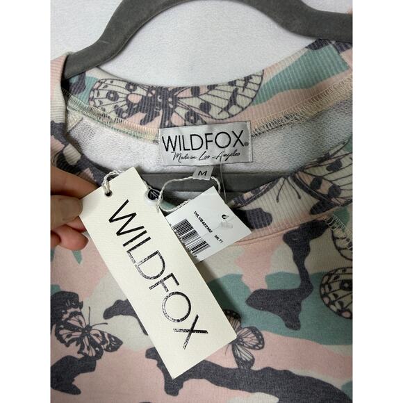Wildfox Pullover Sweatshirt Butterfly Camo Soft Athleisure Long Sleeve NWT Med - Picture 2 of 5